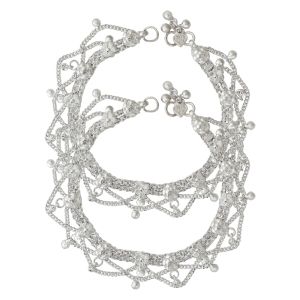 925 Silver Floral Chains Silver Anklets