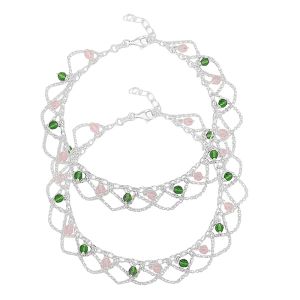 925 Silver Colorful Dangles Silver Anklets