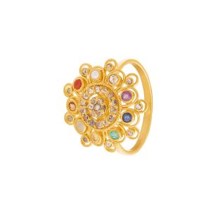 22k Diamond Bloom Navratna Diamond Ring