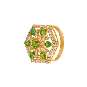 22k Diamond Peridot Hexagon Diamond Ring