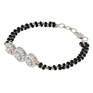 18k Diamond 3 halo vvs diamond mangalsutra bracelet in 18k white gold