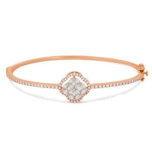 18k Diamond Clover Diamond Bangle Bracelet