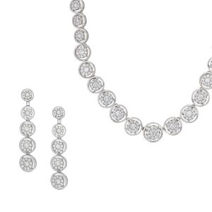 18k Diamond Convertible Halo Necklace Set