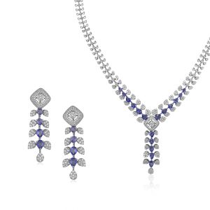 18k Diamond Sapphire Pear Diamond Necklace