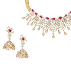 18k Diamond Diamond Pearl Dangles Necklace