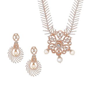 18k Diamond  Pearl Gems Diamond Necklace