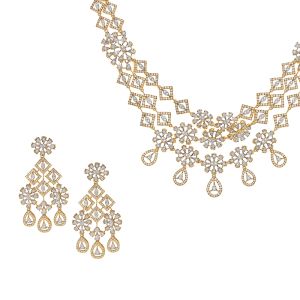 18k Diamond Layered Dangles Diamond Necklace
