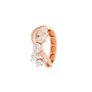 18k Diamond Ribbon Cluster Diamond Ring