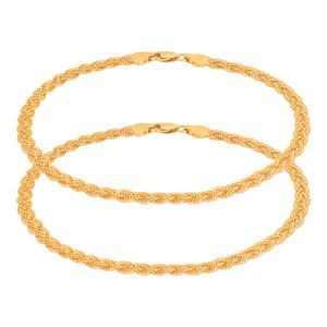 22k Gold Glitzy Braided Gold Anklets