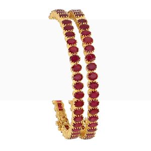 22k Gold Ruby Red Gemstone Bangles