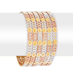 22k Gold Circular Pattern Bangles Stack