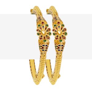 22k Gold Meenakari Pipe Kadas