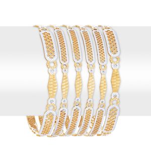 22k Gold Sleek 2-Tone Bangles Stack