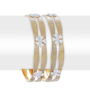 22k Gold Dual Bar Floral Bangles