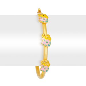 22k Gold Colorful Elephant Baby Bangle