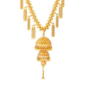 22k Gold Jhumka Drop Long Necklace