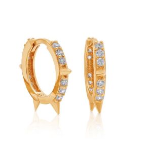 22k Gold Minimal Spiked Cz Hoops