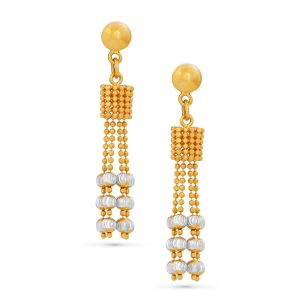 22k Gold Beaded Tassel Drop Earrings