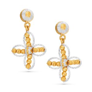 22k Gold Two-Tone 4-Petal Earrings