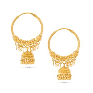 22k Gold Filigree Jhumka Drop Hoops