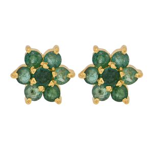 22k Gold Small Floral Emerald Studs