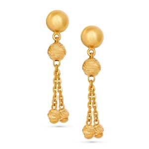 22k Gold Beaded Tassel Drop Earrings