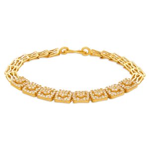 22k Gold Cz Princess Halo Bracelet