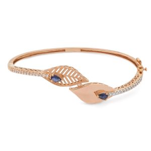 18k Gold Sapphire Leaf Cz Bracelet