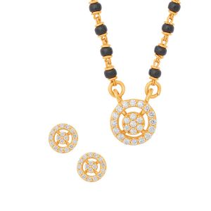 22k Gold Halo Cluster Mangalsutra Set