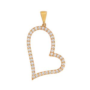 22k Gold Cz Heart Gold Pendant