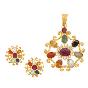 22k Gold 8-ratna Pendant Set