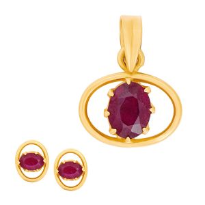 22k Gold Red Ruby Gem Pendant