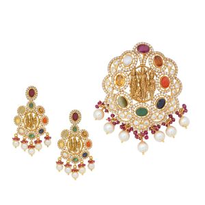 22k Gold RamParivaar Multi-Ratna Pendant Set 