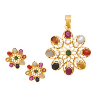 22k Gold Celestial Floral Pendant Set