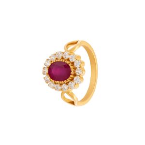 22k Gold Flora Ruby Cz Ring