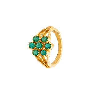 22k Gold Green Emerald Cluster Ring