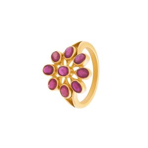 22k Gold Classic Ruby Floral Ring