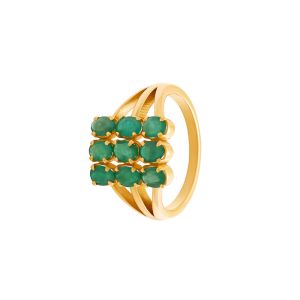 22k Gold Square Emerald Cluster Ring
