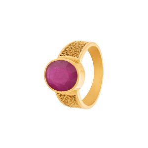 22k Gold Ruby Gemstone Band Ring 