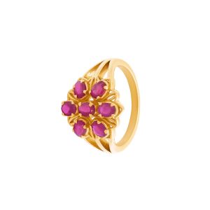 22k Gold Ruby Cluster Gold Ring