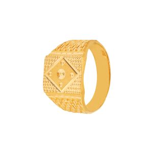 22k Gold Facet Signet Gold Ring