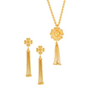 22k Gold Gold Clover Tassel Necklace