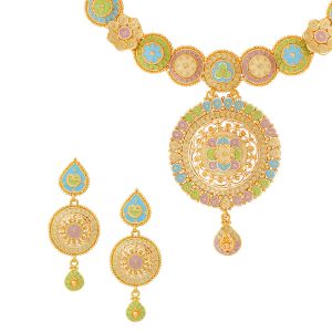 22k Gold Pastel Enamel Gold Necklace
