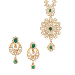 22k Gold Radiant Floral Emerald Haar