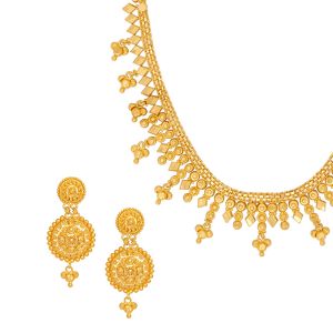 22k Gold Filigree Ghunghroo Dangles Necklace