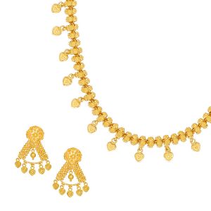 22k Gold Filigree Heart Dangles Necklace