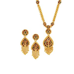 22k Gold Minakari Dokiya Dangle Necklace