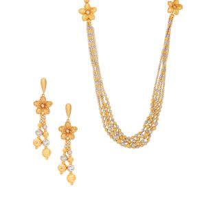 22k Gold Duo Tone Florals Necklace 