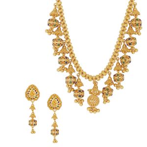 22k Gold Meenakari Dangles Gold Necklace