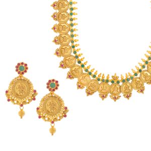 22k Gold Long Kasulaperu Gems Necklace